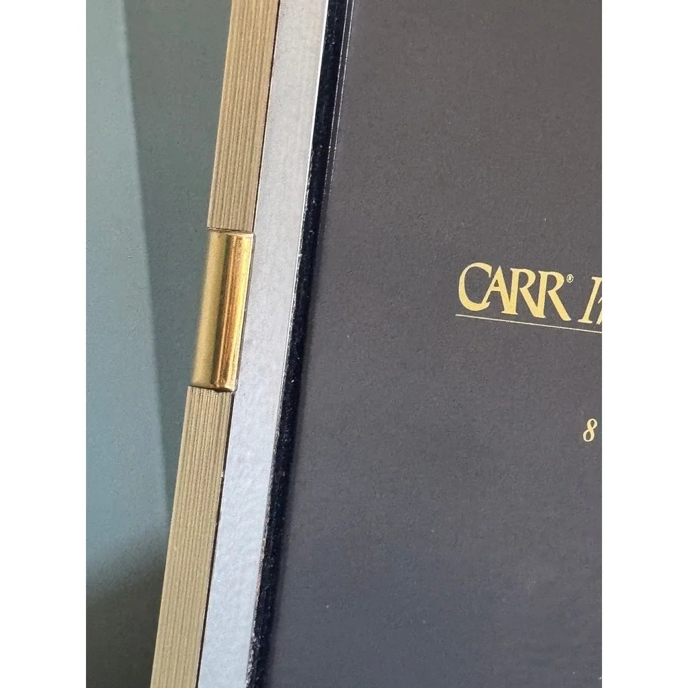 Carr‎ International 8x10 Art Deco Silver Gold Ribbed Metal Photo Frame